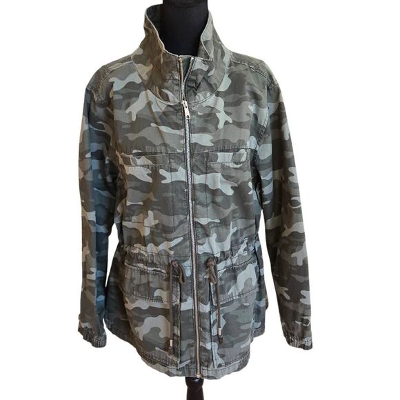 Old Navy Womens Green Camouflage Zip Front Adjustable Waist Utility Jacket XXL - Picture 12 of 12